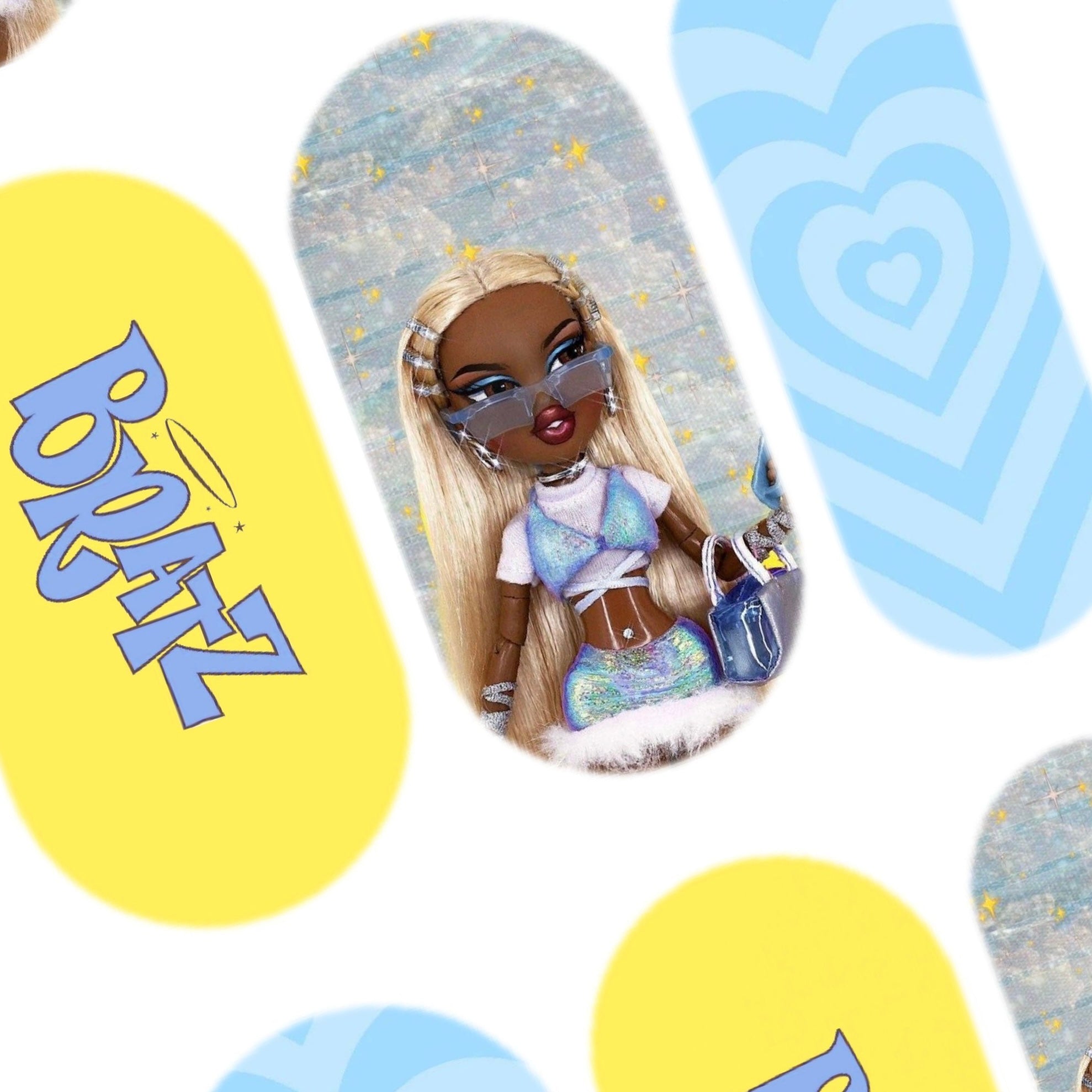 Calcomanías Bratz azules y amarillas