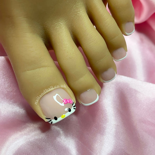 Turn your toes into something sweet with these handmade Kawaii Kitty press-on nails. Make a statement without uttering a word! (Or a meow.) Let your feet become the canvas for a burst of cuteness with these meticulously crafted nail designs featuring charming Kawaii Kitty motifs. Express your style effortlessly with each step, spreading joy and whimsy wherever you go