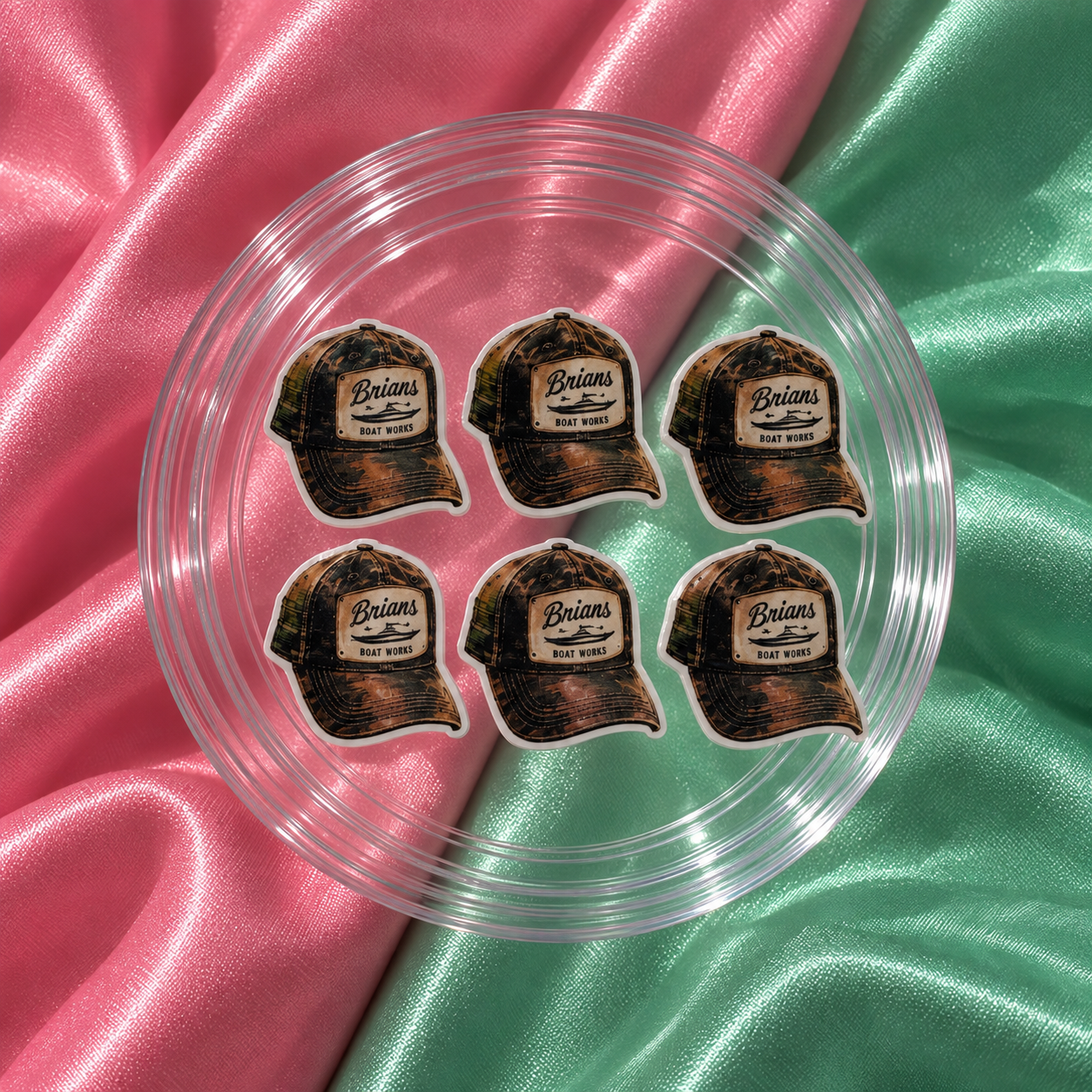 6pcs camo Boat Works cap nail charms for GTA 6-inspired Vice City gamer nails and streetwear press-on nail art
