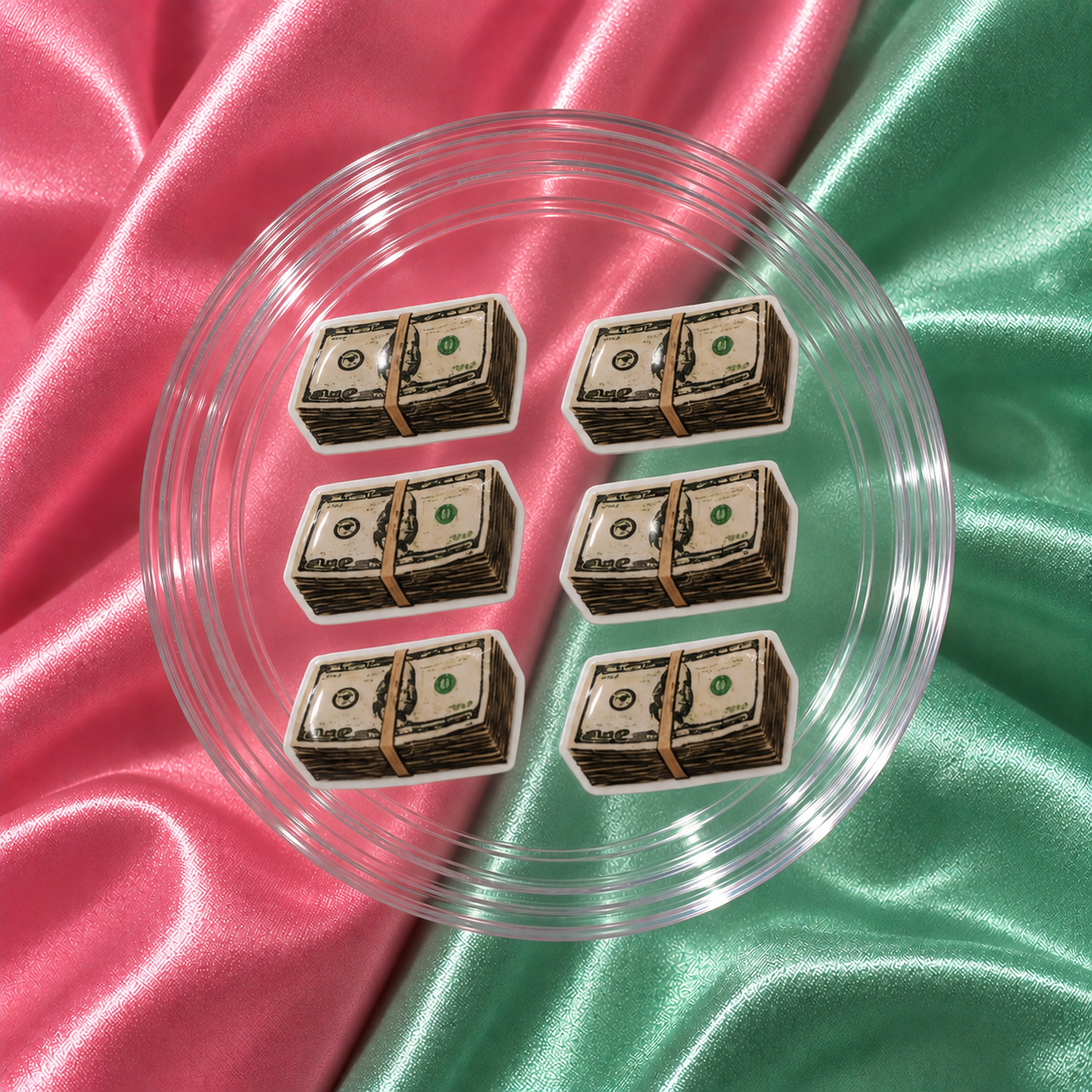 6pcs cash stack nail charms for GTA 6-inspired gamer nails, Vice City press-ons and money-themed nail art