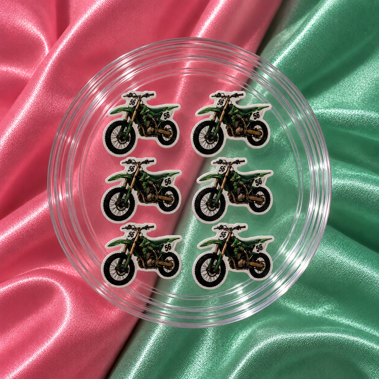 6pcs green dirt bike nail charms for GTA 6-inspired gamer nails, Vice City press-ons and motorcycle nail art