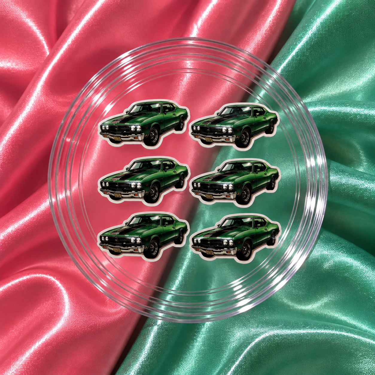 6pcs green muscle car nail charms for GTA 6-inspired Vice City gamer nails and car-themed press-on nail art