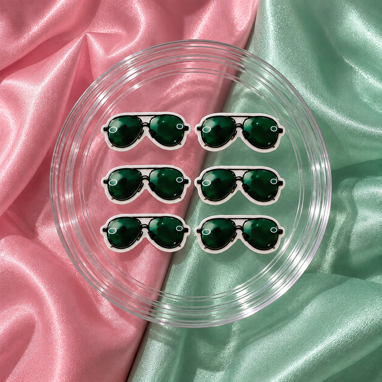 6pcs green sunglasses nail charms for GTA 6-inspired gamer nails, Vice City press-ons and streetwear nail art
