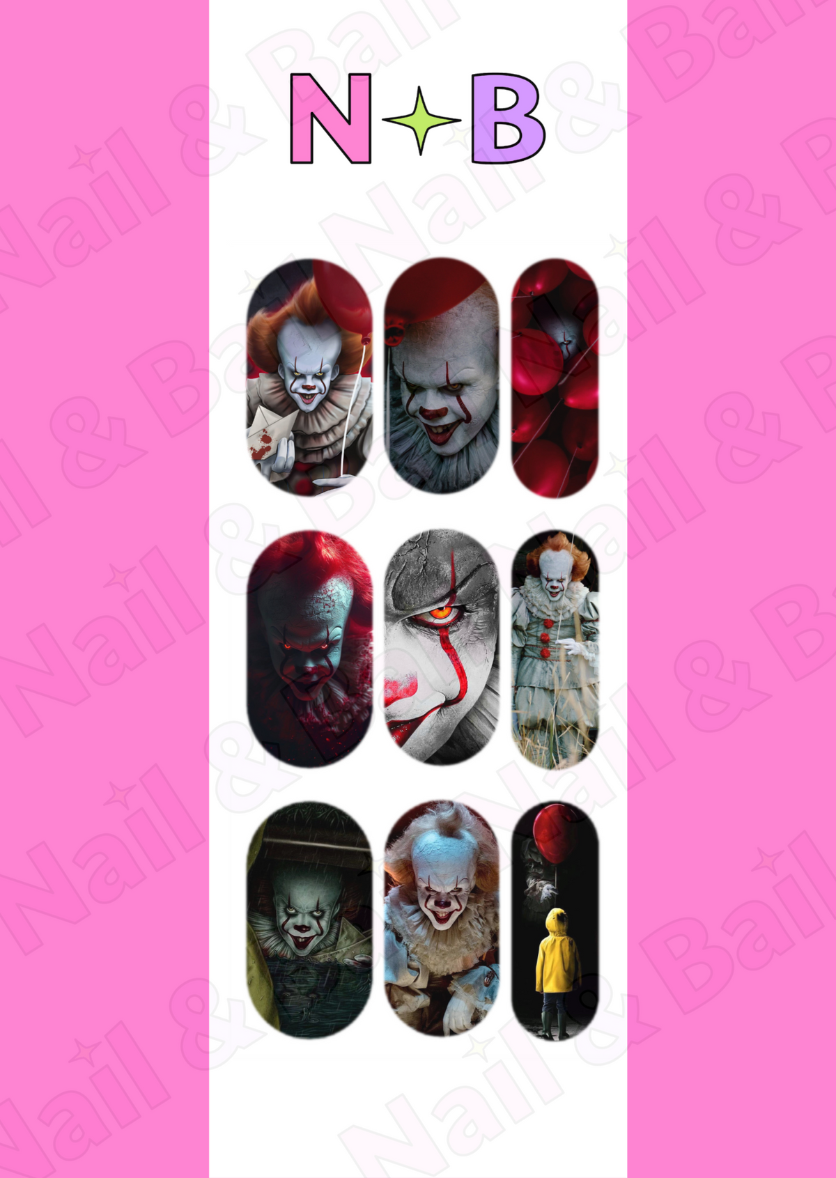 Creepy Clown Nail Decals