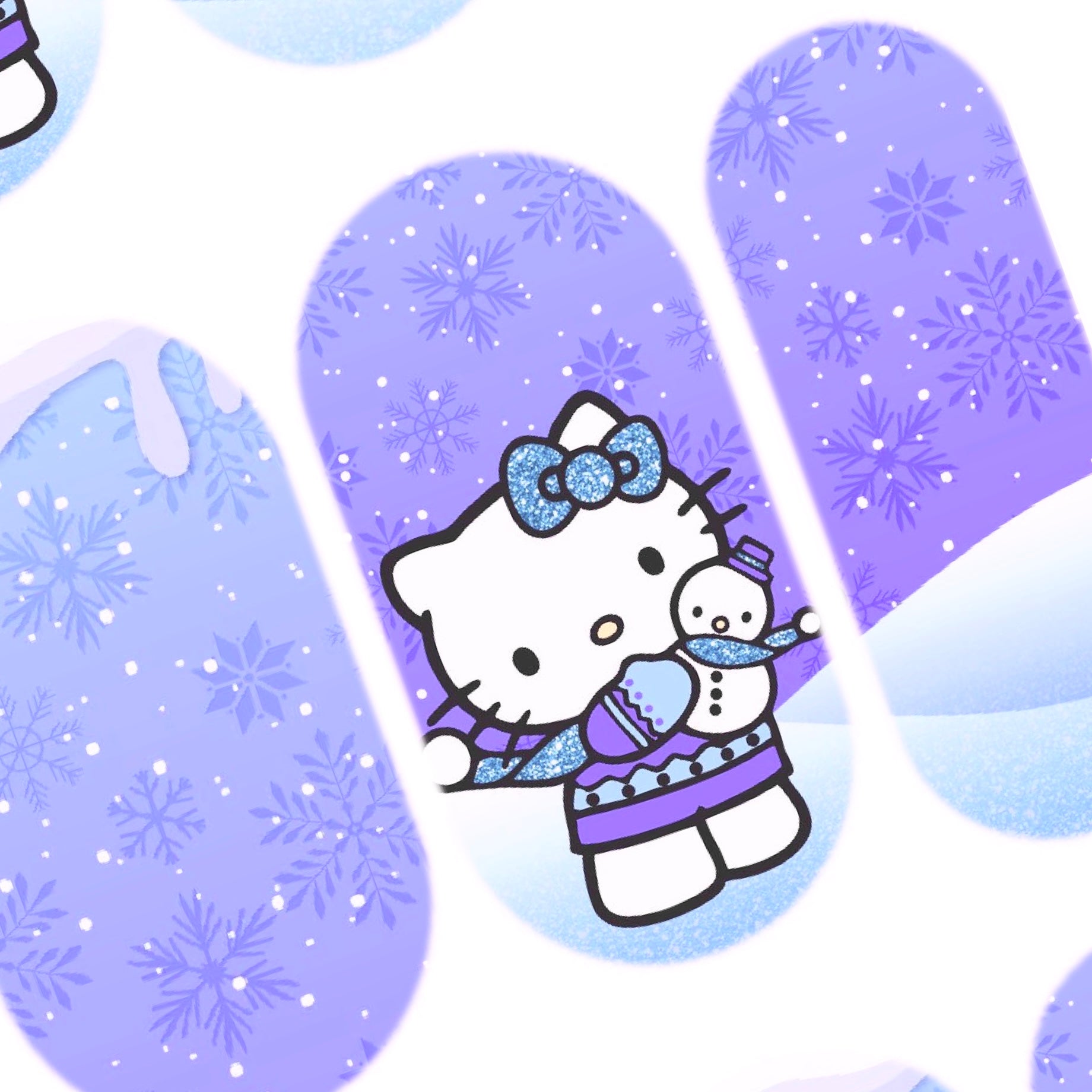 Calcomanías de uñas de invierno de Hello Kitty