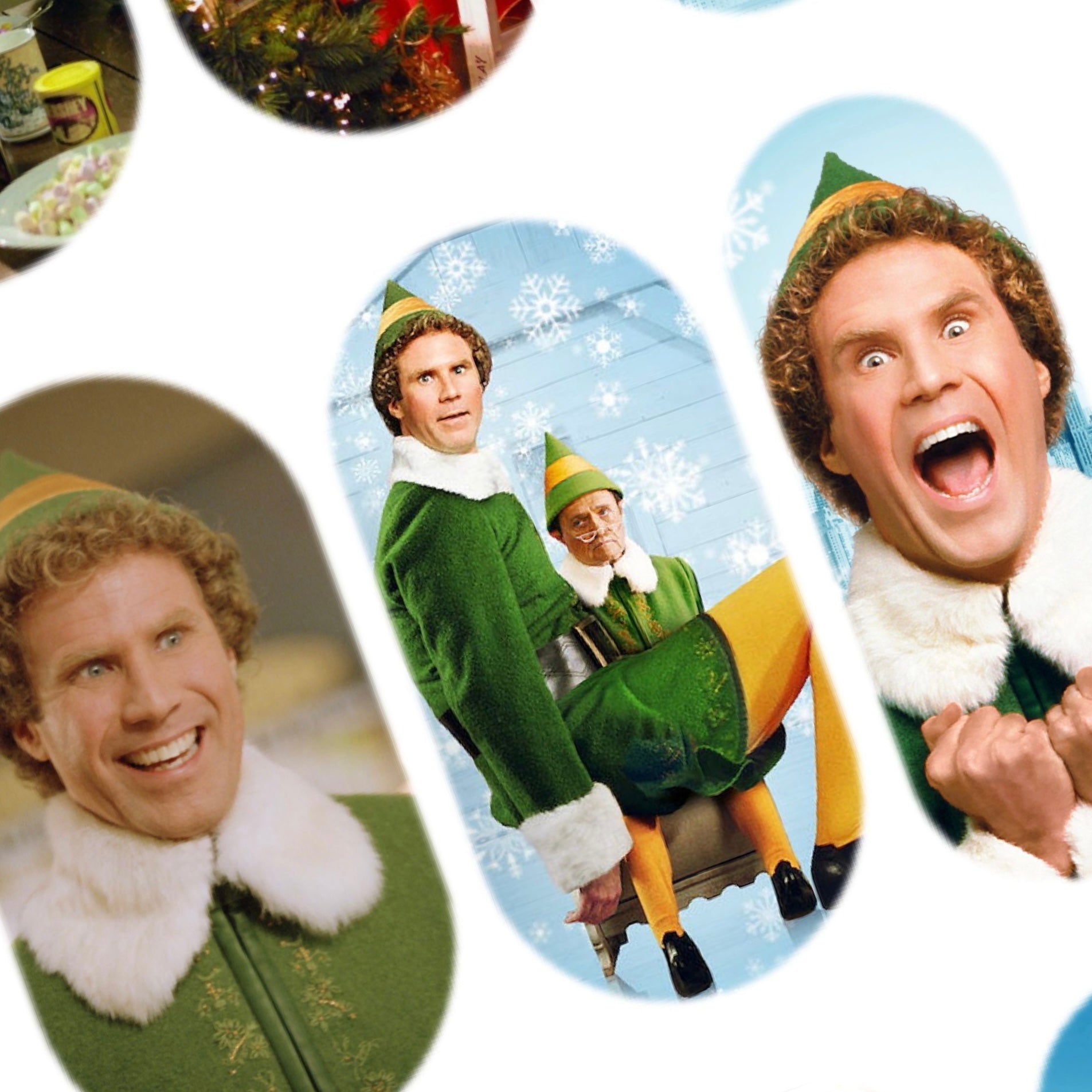 Calcomanías de uñas navideñas de elfos