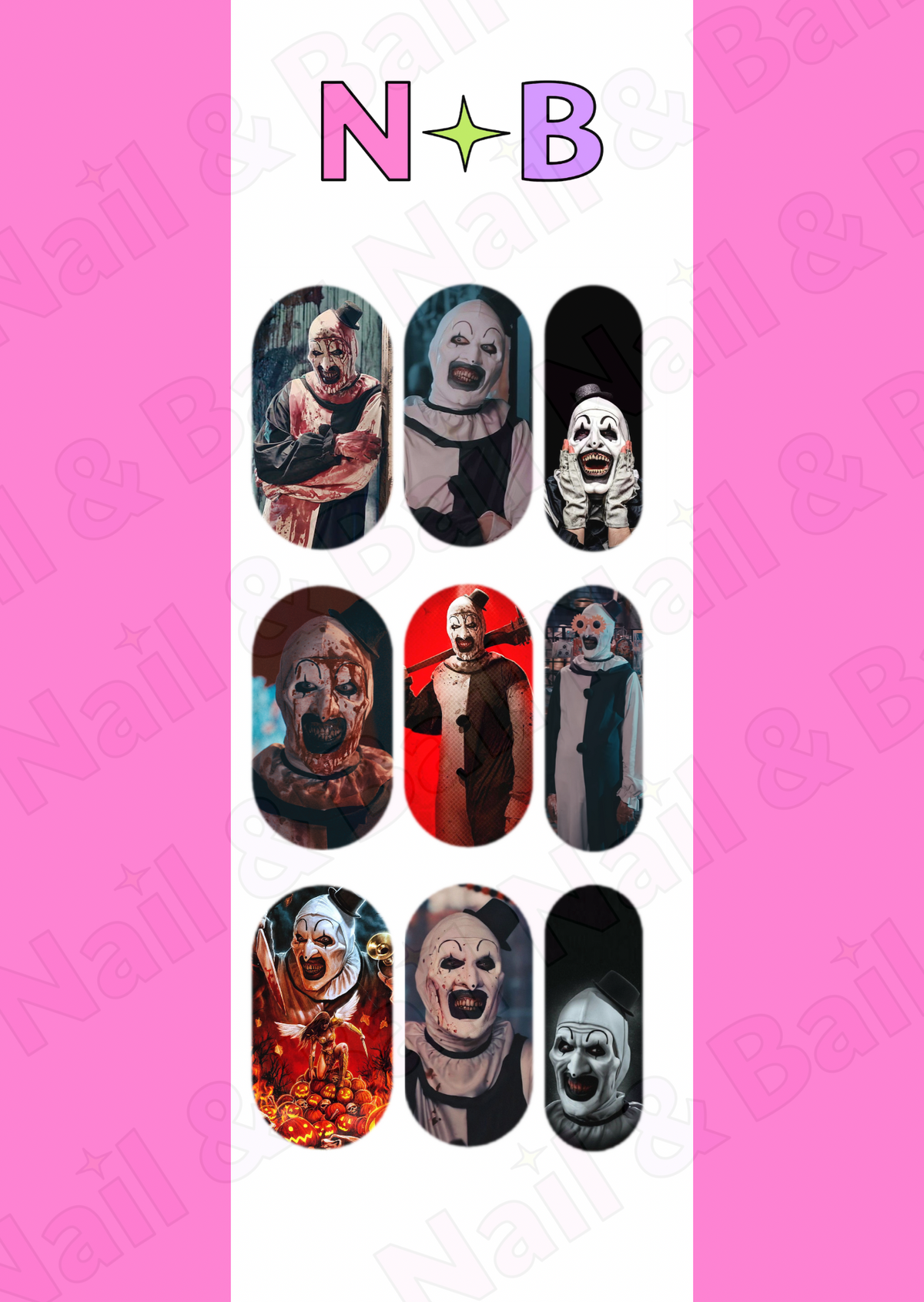 Terrifying Clown Nail Decals