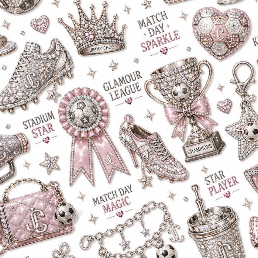 Cute football nail decals featuring bows, footballs and feminine match-day designs