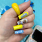 Yellow and blue Bratz press on nails