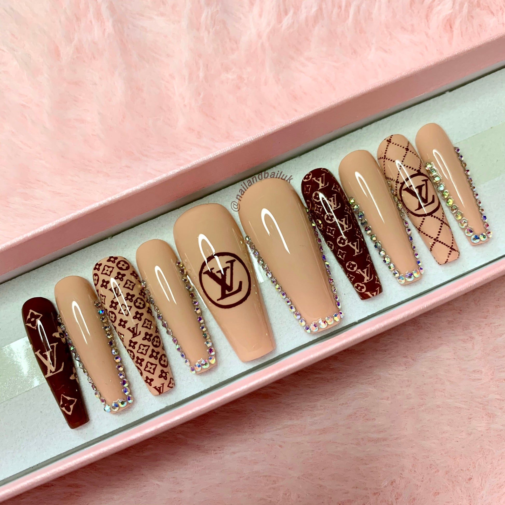 Nude Louis Vuitton Crystal Press On Nails - Nail & Bail - Best Press On  Nails