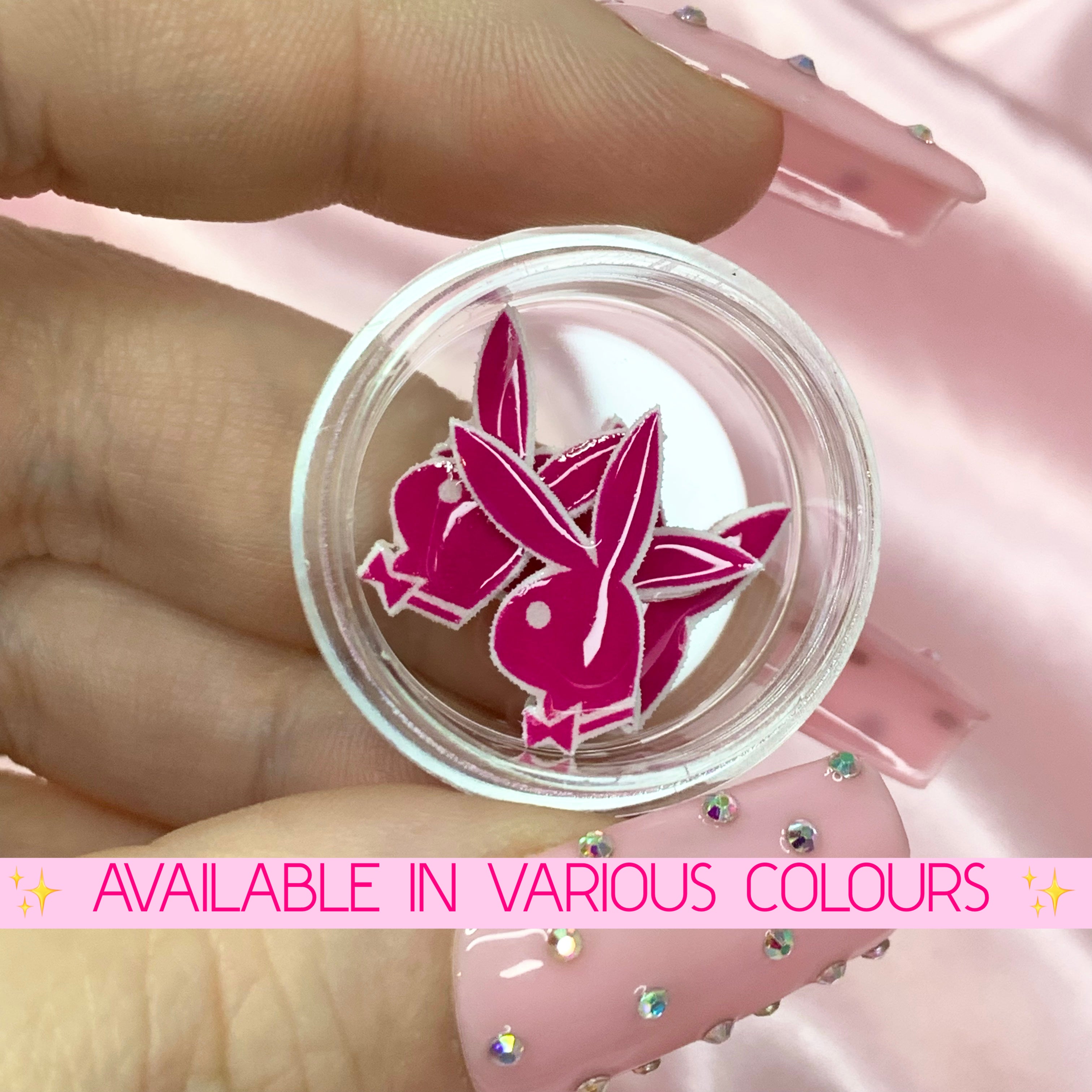 Introducing our handmade 6pcs Bright Bunny Nail Charms! Add a touch of glamour to your nails with these adorable charms, available in various colors. Perfect for any occasion, these high-quality charms are a must-have for any fashion-forward individual. Order now and take your nail game to the next level!