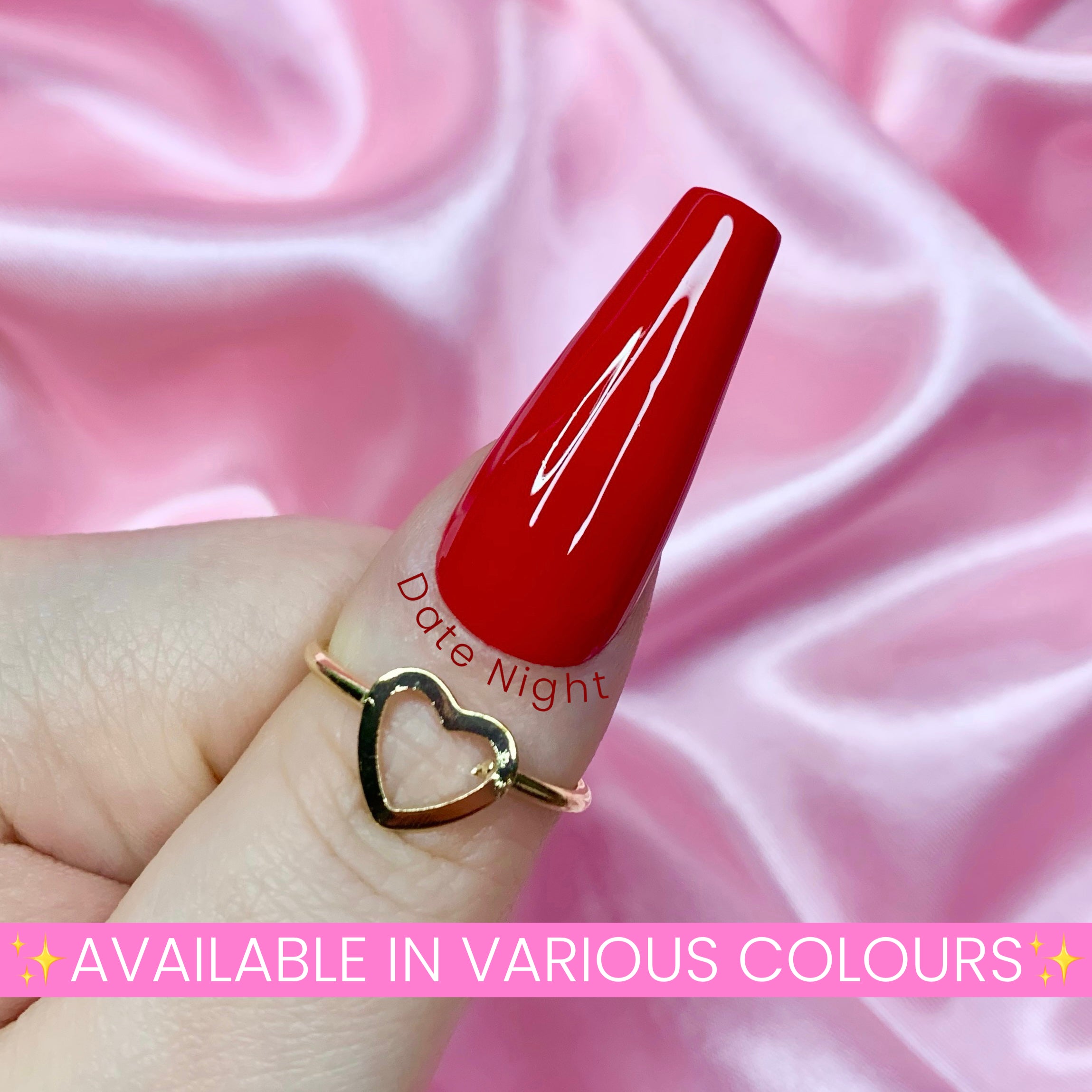 Plain Valentine press-on nails in multiple colours with glossy trendy salon-style finish
